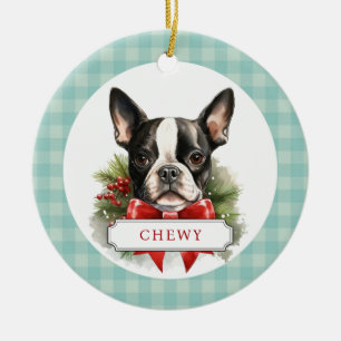 Boston Terrier keramische cirkel Ornament