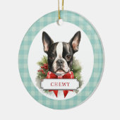 Boston Terrier keramische cirkel Ornament (Links)