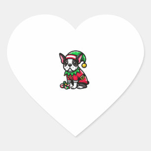 Boston Terrier Kerst Elf Grappige Hond Xmas Hart Sticker