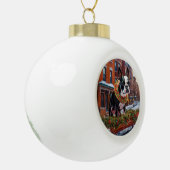 Boston Terrier Kerst Feestelijke Periode Keramische Bal Ornament (Links)