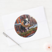 Boston Terrier Kerst Feestelijke Periode Ronde Sticker (Envelop)