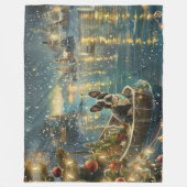 Boston Terrier Kerst Feestelijke Reis Fleece Deken (Voorkant)