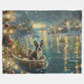 Boston Terrier Kerst Feestelijke Reis Fleece Deken (Voorkant (Horizontaal))