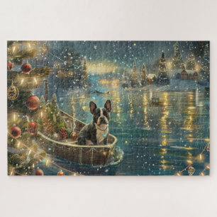 Boston Terrier Kerst Feestelijke Reis Legpuzzel