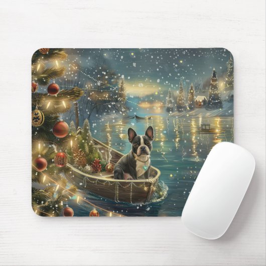 Boston Terrier Kerst Feestelijke Reis Muismat (Met muis)