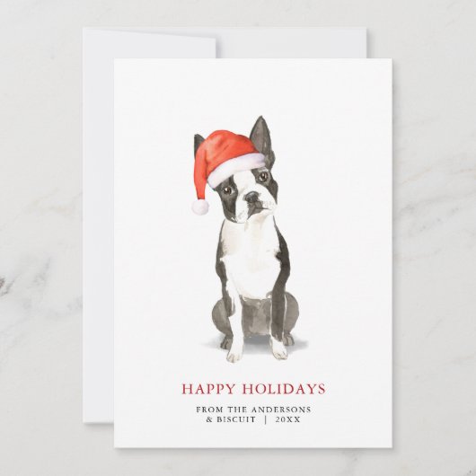 Boston Terrier Kerst Kaart (Voorkant)