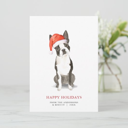 Boston Terrier Kerst Kaart (Staand voorkant)