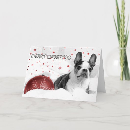 Boston Terrier Kerst Kaart (Voorkant)