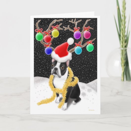 Boston Terrier Kerst Kaart (Voorkant)