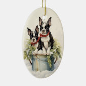  Boston Terrier Kerst Keramisch Ornament (Rechts)