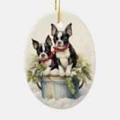 Boston Terrier Kerst Keramisch Ornament (Achterkant)