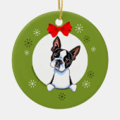 Boston Terrier-kerst Klassic Keramisch Ornament (Voorkant)