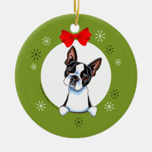 Boston Terrier-kerst Klassic Keramisch Ornament