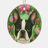 Boston Terrier Kerst Ornament (Links)