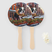 Boston Terrier Kerst Seizoen Handwaaier (Voorkant en achterkant)