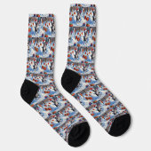 Boston Terrier Kerst Sneeuwlandschap Sokken (Rechts)