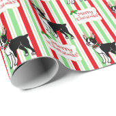 Boston Terrier KerstAntlers Cadeaupapier (Rol Hoek)