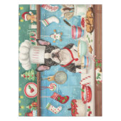 Boston Terrier Kerstbakken: Feestelijke Kerstmis Tafelkleed (Voorkant)