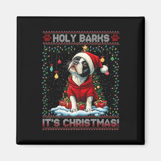 Boston Terrier Kerstboom Decoraties Hondenliefde Magneet (Voorkant)