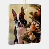 Boston Terrier-kerstboom Keramisch Ornament (Rechts)