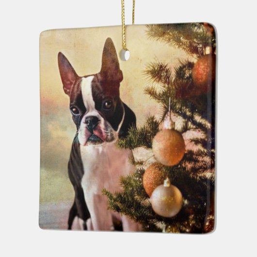 Boston Terrier-kerstboom Keramisch Ornament (Links)