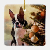 Boston Terrier-kerstboom Keramisch Ornament (Achterkant)