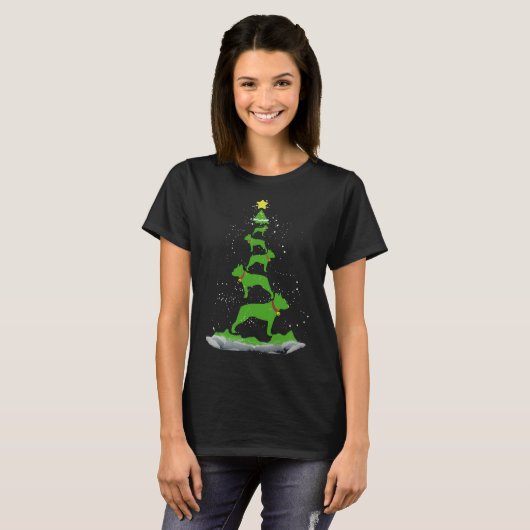 Boston Terrier-kerstboom T-shirt (Voorkant volledig)