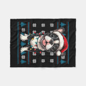 Boston Terrier Kerstboom verlicht Bostie lelijk Fleece Deken (Voorkant (Horizontaal))