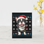 Boston Terrier Kerstboom verlicht Bostie lelijk Kaart (Gele Bloem)