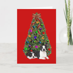Boston Terrier-kerstboomkaart Feestdagen Kaart