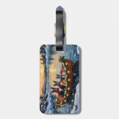Boston Terrier Kerstboot Vakantie Bagagelabel (Achterkant verticaal)