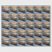 Boston Terrier Kerstboot Vakantie Cadeaupapier (Vlak)