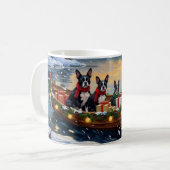 Boston Terrier Kerstboot Vakantie Koffiemok (Voorkant links)