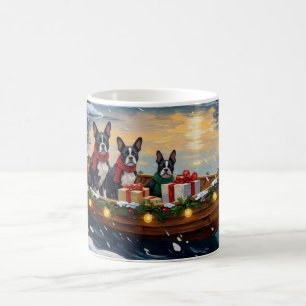 Boston Terrier Kerstboot Vakantie Koffiemok