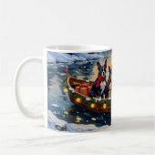Boston Terrier Kerstboot Vakantie Koffiemok (Links)