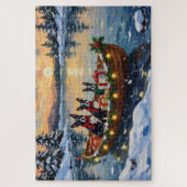 Boston Terrier Kerstboot Vakantie Legpuzzel (Verticaal)