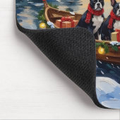 Boston Terrier Kerstboot Vakantie Muismat (Hoek)