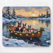 Boston Terrier Kerstboot Vakantie Muismat (Voorkant)