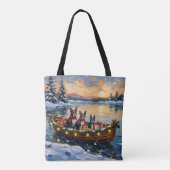 Boston Terrier Kerstboot Vakantie Tote Bag (Achterkant)