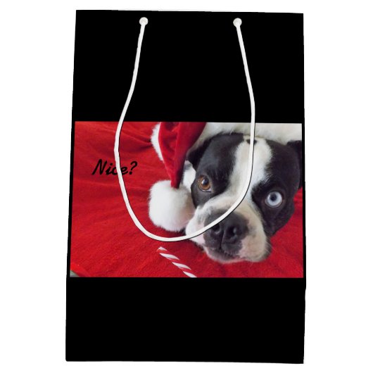 Boston Terrier kerstcadeau Medium Cadeauzakje (Achterkant)