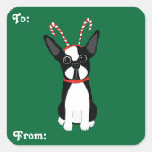 Boston Terrier kerstcadeau Stickers (Voorkant)