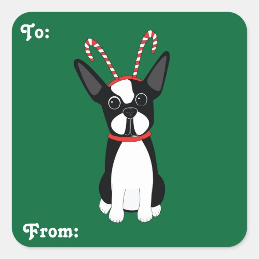 Boston Terrier kerstcadeau Stickers (Voorkant)