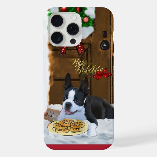 Boston Terrier Kerstcadeaus iPhone Hoesje (Achterkant)