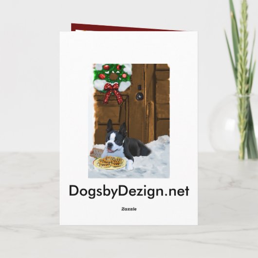 Boston Terrier-kerstcadeautjes Feestdagen Kaart (Achterkant)