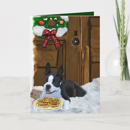 Boston Terrier-kerstcadeautjes Feestdagen Kaart (Voorkant)
