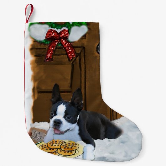 Boston Terrier-kerstcadeautjes Kleine Kerstsok (Voorkant)