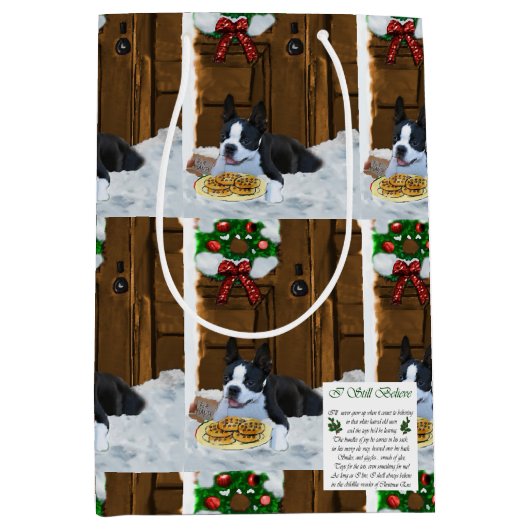 Boston Terrier-kerstcadeautjes Medium Cadeauzakje (Voorkant)