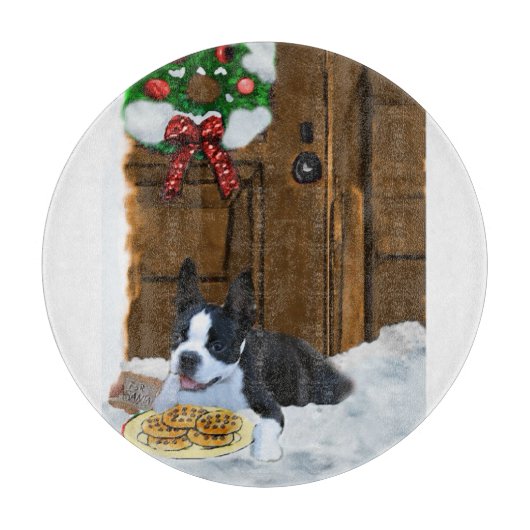 Boston Terrier-kerstcadeautjes Snijplank (Voorkant)