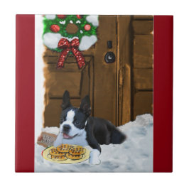 Boston Terrier-kerstcadeautjes Tegeltje