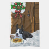 Boston Terrier-kerstcadeautjes Theedoek (Verticaal)